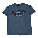 Harley Davidson Graphic T-Shirt - Medium Blue Cotton