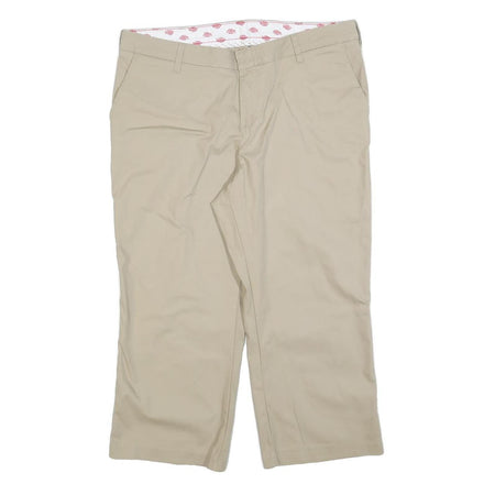 DICKIES Womens Cotton Blend Beige Relaxed Straight Trousers W36 L25 Workwear