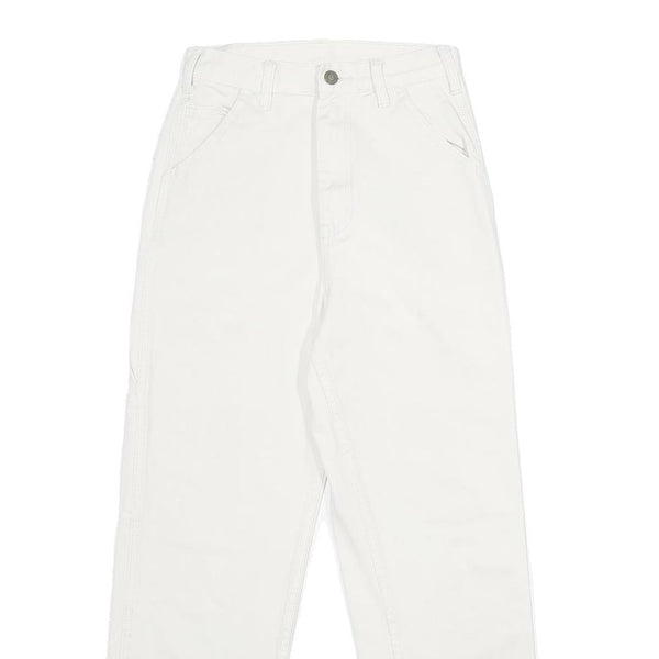 J. GALT Girls Cotton White Classic Straight Trousers W24 L28 Zip Closure Casual