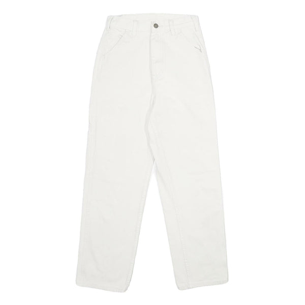 J. GALT Girls Cotton White Classic Straight Trousers W24 L28 Zip Closure Casual