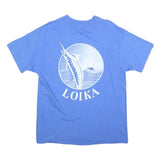 HANES Mens Blue Loika Graphic T-Shirt L Short Sleeve Crew Neck Cotton Blend
