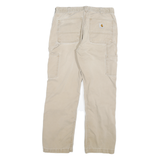 CARHARTT Mens Jeans Beige Relaxed Straight Denim W32 L28 Durable Workwear Zip