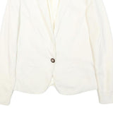 SACK'S Womens White Silk Jacket S Button Plain Elegant Lightweight