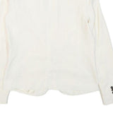 SACK'S Womens White Silk Jacket S Button Plain Elegant Lightweight