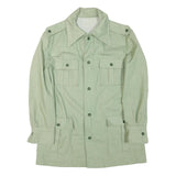 Womens Green Cotton Blend Button Jacket L Plain Classic Lightweight Stylish