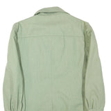 Womens Green Cotton Blend Button Jacket L Plain Classic Lightweight Stylish