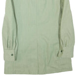 Womens Green Cotton Blend Button Jacket L Plain Classic Lightweight Stylish