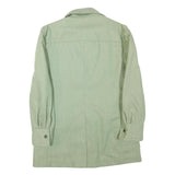 Womens Green Cotton Blend Button Jacket L Plain Classic Lightweight Stylish