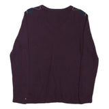 TOMMY HILFIGER Mens Burgundy & Navy Argyle Pattern V-Neck Basic Knit S Sweater