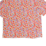 DEVERNOIS Womens Red Floral Print Short Sleeve Collared Shirt UK 16 Summer
