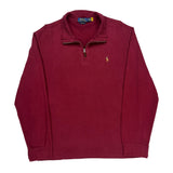 Polo By Ralph Lauren 1/4 Zip - Large Burgundy Cotton