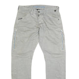 TIMEZONE Mens Jeans Beige Regular Straight Cotton Blend W36 L35 Zipper Pockets