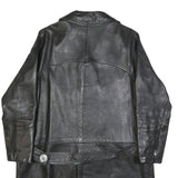 Mens Black Leather Button Jacket S Plain Classic Fit Long Sleeve Outerwear