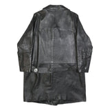 Mens Black Leather Button Jacket S Plain Classic Fit Long Sleeve Outerwear