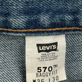 Levis Baggy Jeans - 36W 30L Blue Cotton