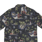 BATICK BAY Mens Black Hawaiian Shirt M Rayon Tropical Print Casual