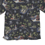 BATICK BAY Mens Black Hawaiian Shirt M Rayon Tropical Print Casual