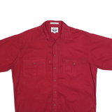 DOCKERS Mens Red Short Sleeve Cotton Blend Shirt M Casual Summer Button Front