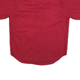 DOCKERS Mens Red Short Sleeve Cotton Blend Shirt M Casual Summer Button Front