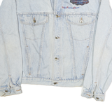 Mens Blue Denim Jacket Cotton Button Casual Vintage Style M Long Sleeve