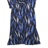 MONSOON Womens Blue Black Abstract Print Day Dress Polyester Blend Long Sleeve L