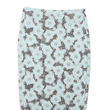 G21 Womens Blue & Black Floral Pencil Knee Length Cotton Blend Skirt M