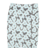 G21 Womens Blue & Black Floral Pencil Knee Length Cotton Blend Skirt M