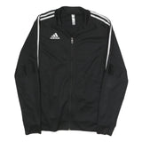ADIDAS Mens Black White Track Jacket M Polyester Blend Zip Athletic Sportswear