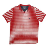 NAUTICA Mens Red & White Striped Short Sleeve Polo Shirt M Cotton Blend Classic