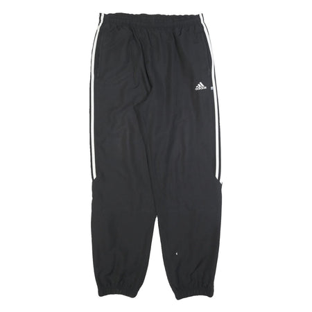 ADIDAS Mens Joggers Black & White L W34 L32 Elastic Tapered Fit Casual Gym Pants