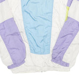 BOCCO Womens White Blue & Purple Lightweight Zip Jacket S Nylon Plain Vintage