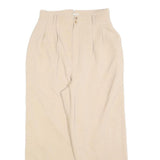 Women Beige Relaxed Fit Straight Leg Trousers W26 L24 Zip Closure Casual