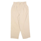 Women Beige Relaxed Fit Straight Leg Trousers W26 L24 Zip Closure Casual