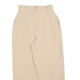 Women Beige Relaxed Fit Straight Leg Trousers W26 L24 Zip Closure Casual
