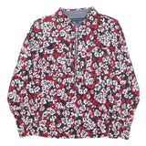 TOMMY HILFIGER Womens Red & White Floral Printed Shirt Long Sleeve Collared M