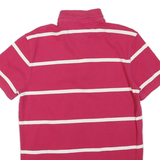 TOMMY HILFIGER Mens Pink & White Striped Short Sleeve Polo Shirt M Cotton Blend