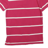 TOMMY HILFIGER Mens Pink & White Striped Short Sleeve Polo Shirt M Cotton Blend