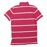 TOMMY HILFIGER Mens Pink & White Striped Short Sleeve Polo Shirt M Cotton Blend