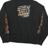 K AND S Mens Black Zip Hoodie XL Motorcycle Flame Sleeve Print
