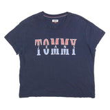 TOMMY JEANS Womens Navy Blue Graphic T-Shirt L Short Sleeve Crew Neck
