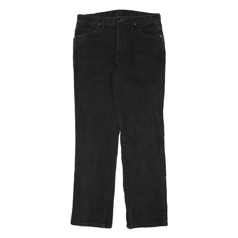 WRANGLER Mens Black Regular Fit Straight Denim W31 L31 Cotton Blend Zip Jeans