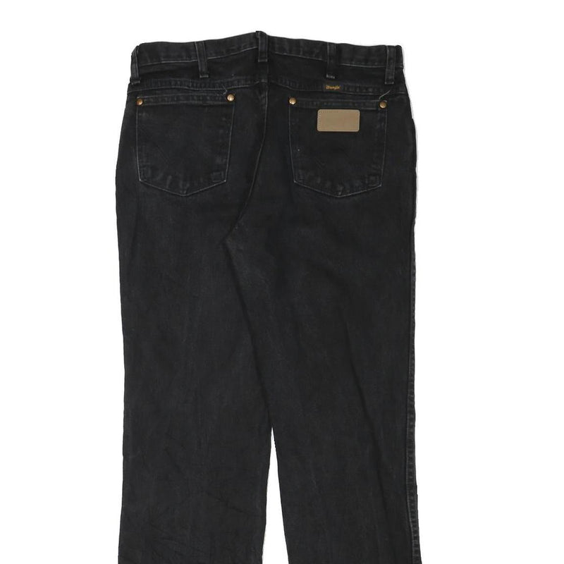 WRANGLER Mens Black Regular Fit Straight Denim W31 L31 Cotton Blend Zip Jeans