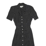 KARIN STEVENS Womens Black & White Polka Dot Day Dress Polyester Blend Short
