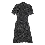 KARIN STEVENS Womens Black & White Polka Dot Day Dress Polyester Blend Short