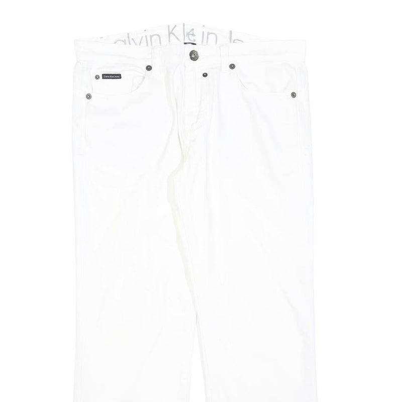 CALVIN KLEIN JEANS Womens White Regular Straight Denim W34 L28 Zip Cotton Blend