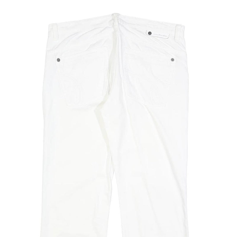 CALVIN KLEIN JEANS Womens White Regular Straight Denim W34 L28 Zip Cotton Blend
