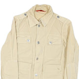 L.J Womens Beige Button Cotton Blend Jacket S Casual Classic Cotton Blend