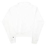 CHAMPION Womens White 1/4 Zip Sweatshirt M Cotton Blend Casual Pullover