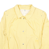 Womens Yellow Coach Jacket UK 12 Polyester Blend Woven Plain Button Long Sleeve