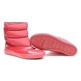 LACOSTE Womens Red Synthetic Ankle Boots UK 4 Stylish Casual Warm Buttons